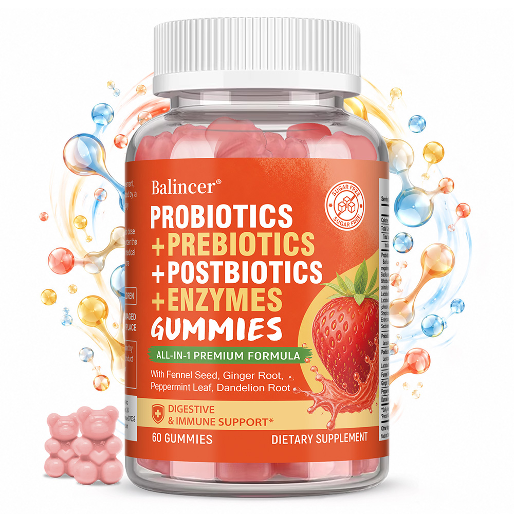 Digestive Enzyme Blend - Gommes Probiotiques - Contient des prébiotiques,