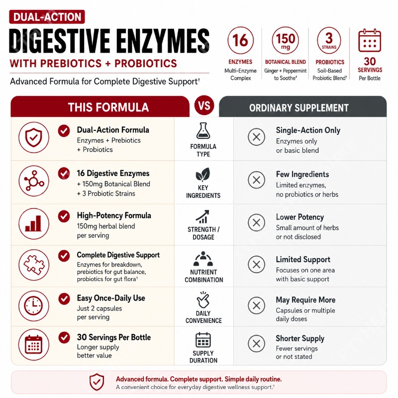 Enzymes digestives avec prébio - Digestive Enzyme Blend avis et prix
