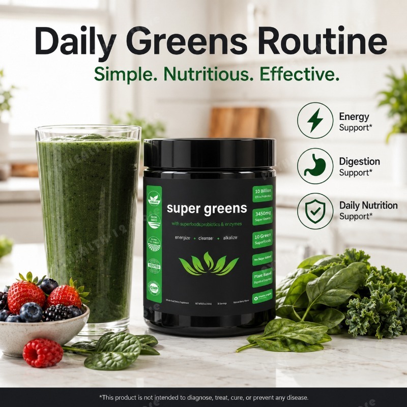 Poudre Super Greens avec mélan - Digestive Enzyme Blend avis et prix