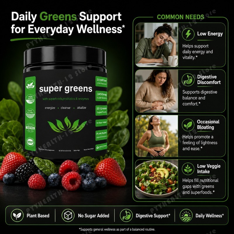 Poudre Super Greens avec mélan - Digestive Enzyme Blend avis et prix