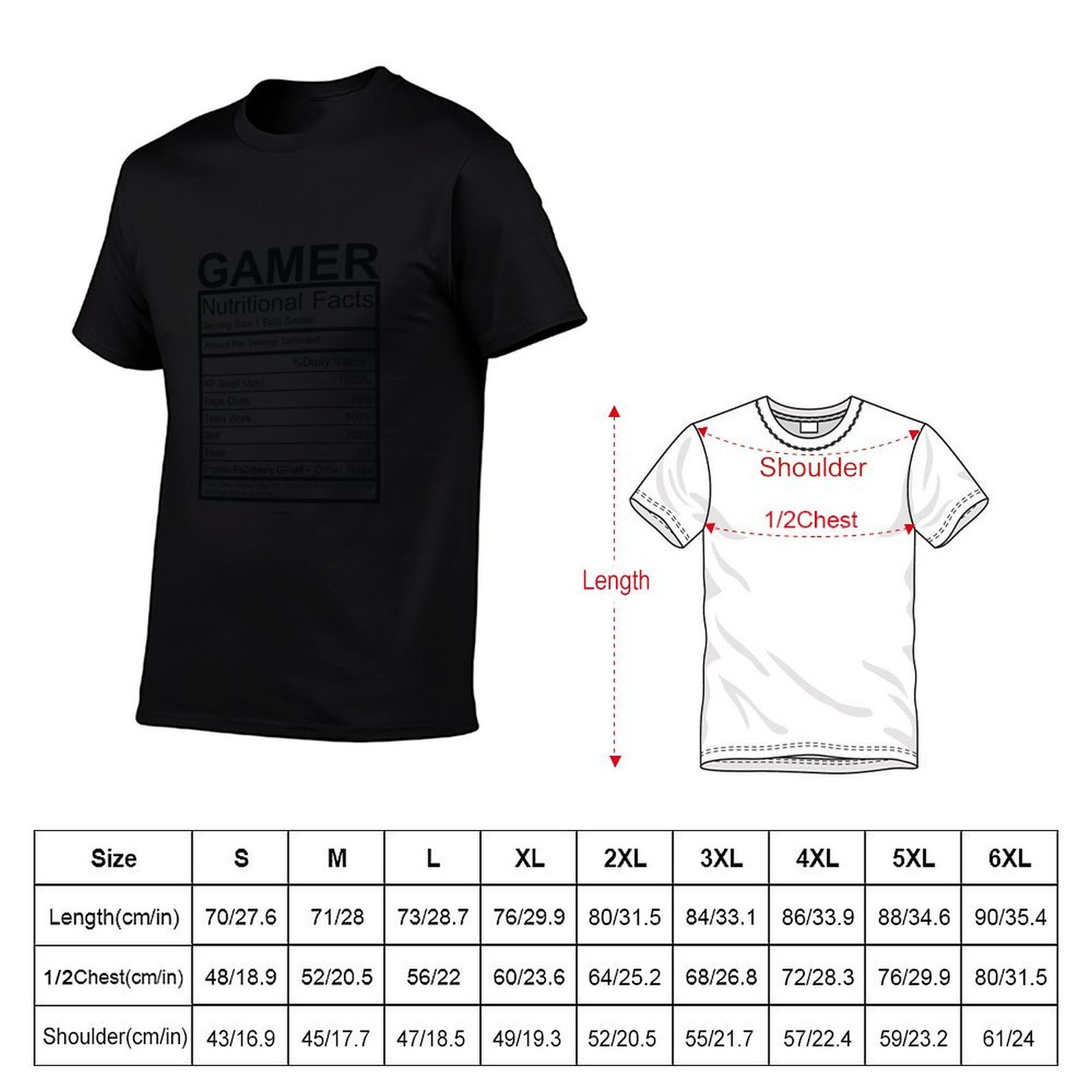 T-shirt Gamer avec tableau des - Nutrition Of Fitness avis et prix